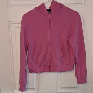 Pink Zip-Up Hooded Sweatshirt